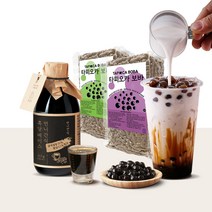 흑당 버블티 만들기 세트 (흑당베이스 315g+타피오카펄 보바 1kg), 타피오카 보바 2.0+흑당 베이스