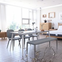 이즈네이처 로사 6인용식탁세트 세라믹식탁, 그레이, 의자3+벤치1