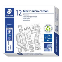 STAEDTLER | Mars 마이크로 카본 샤프 리필 12개 튜브 0.3mm HB 포인트 그래파이트 리드 250 03HB USA 미국, 0.7mm