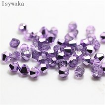 Isywaka 블루 여러 가지 빛깔의 100 개 4mm Bicone 오스트리아 크리스탈 비즈 매력 유리 DIY 보석 만들기위한 스페이서 비드, [43] ran light purple