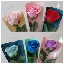 늘솜아뜰리에 비누장미 1송이 꽃다발 (10+1) 비누꽃 한송이 미니꽃다발/ 기념일/ 행사용/ 단체선물/ 단체주문, 퍼플