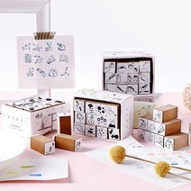 소품 물건 데코 우드 스탬프 세트 도장 4종 다꾸, T17-04 : 요리시간