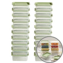 냉동밥보관용기 400ml x 20개 직사각 전자렌지용기 환경호르몬없는 비스프리(BPA FREE) 냉동실 정리 트레이 밥소분용기 전자레인지용 밥그릇 밀폐 반찬통 밥팩 냉장고정리, 그린쿡400ml 그린 20개