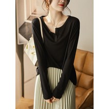 만능 밑단 프릴 긴팔 티셔츠 밑단