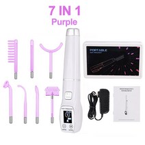 고주파 온열 치료기 전극 지팡이 얼굴 기계 스팟 여드름 리무버 스킨 케어 스파 마사지, 07 7 in 1 Purple-White, 7 in 1 Purple-White
