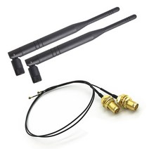 무선랜카드 와이파이수신기 wifi어댑터 usb 인텔 9560 9560ngw 802.11ac m.2용 듀얼 밴드: cnvio 6dbi ipex mhf4 u.fl - rp-sma, 2x 안테나 세트