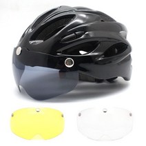셀_A 고글 후방 조명으로 탈부착 가능한 레이싱 로드 산악 자전거 헬멧 남성 여성 일체형 초경량 MTB 자전거 헬멧, 블랙 지, 54-61cm