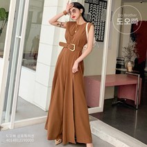 도오빠 여성 벨트 점프수트 와이드팬츠 민소매 나시 여자점프수트 미니멀 프렌치 루즈핏 통바지 20대 30대 패션 데일리 스타일리쉬 빅사이즈점프수트 봄 여름 인기템