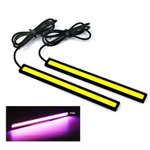 2pc COB LED 자동차 램프 외부 조명 방수 스타일링 주간 운전 안개 차량 러닝 라이트 가제트, 06 pink