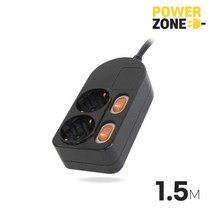 파워존 개별 안전 멀티탭 2구 블랙 16A ES215B, 1개, 1.5m