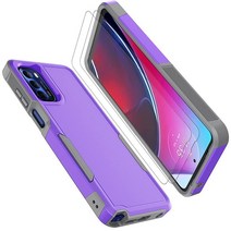 Tekcoo 모토로라 모토 G 스타일러스 4G 케이스 | 2022 XT2211 [강화 유리 액정보호필름 2개] 미끄럼 방지 텍스처 범퍼 [군용 등급 낙하 테스트 완료] 이중 레이어, C-Purple/Grey