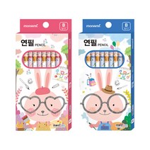 모나미 모니주 연필 B 10본입 블루 핑크
