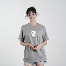 Animals 애니멀스 귀여운 동물 캐릭터 로고 남여공용 라운드 반팔 티셔츠