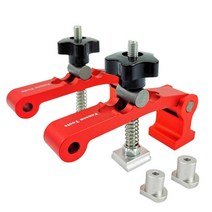 작업대 테이블쏘 정반 T-트랙 홀드 클램프 20MM 홀 고정 클램프 T-슬롯 클램핑, 레드 2개