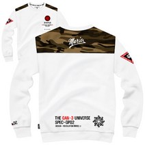 간쓰리 맨투맨 M~2XL 크랙트룹스 화이트