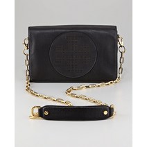 Tory Burch Original Kipp Perforated Logo Leather Crossbody Bag BLACK AUTHNTC