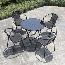 테라스 접이식 플라스틱 식탁 의자 세트 야외 테이블, 사각 테이블(70cm) + 의자 4