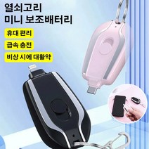 열쇠고리 미니 보조배터리 미니 휴대용 충전기 고속충전 배터리, 핑크 Type-C, 2개