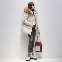후드 모피 칼라 느슨한 다운 재킷 여성 겨울 2022 한국 패션 따뜻한 두꺼운 패딩 코튼 코트 여성 느슨한 퍼퍼 파카