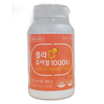 그린스토어 쏠라D 츄어블 1000IU 60정 유통기한 2023 08 1021457
