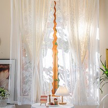 레이스커튼 북유럽럭셔리 레이스 커튼 프랑스타입 공주스타일 2단 샤커튼 거실 베이윈도우 창문커튼 커튼봉 베이지 칸막이