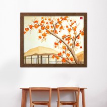 나봄갤러리 감나무와 초가집 ll 감그림 감나무 액자, 4.내츄럴 브라운 액자