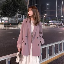 위위브렌 여성용 베이직 투버튼 자켓 세미 정장 데일리 아우터