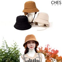 [체스골프-기획상품] 슈온 여성골프 퀄팅 귀마개 벙거지모자, FREE, 블랙