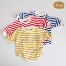 살루테 코튼줄무늬점프슈트