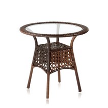 스마트퍼니처 유러피안 스타일 인공라탄 철재 프레임 펜션 테라스 카페 디스플레이용 선반 원형테이블 야외테이블, 뜨레아테이블