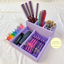 컬러 가위거치대 원목+가죽 가위정리대, 1Ea, 연퍼플