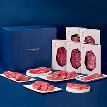 미쓰하누 1++(9)암소한우 선물세트 꽃등심 채끝 부채살 갈비살 구이모듬, 시그니처2호 지함선물포장, 1.4kg