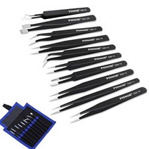 6Pcs10Pcs 정전기 방지 ESD 핀셋 전자 스테인레스 스틸 핀셋 곡선 스트레이트 수리 도구 산업용 핀셋, D, 협동사