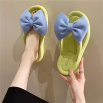 Mayfox슬리퍼 여 실내 미끄럼 방지 리본 통굽 샌들
