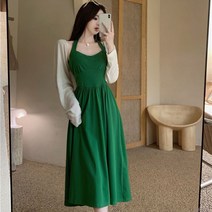 DFMEI 홍콩풍 부드러운 분위기 v넥 날씬해 보이는 홀터넥 나시 원피스 여하 얇은 방햇볕에 말린 카디건 투피스 세트