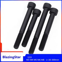 1/10pc M3 M4 M5 M6 M8 검정색 등급 12.9 강 길어진 긴 육각 홀 붙이 볼트 머리 나사 하프 L 30-300mm, [02] M4  10pcs, [08] 80mm, 10개