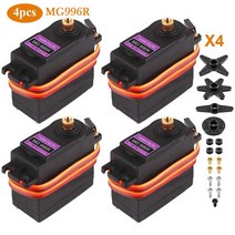 서보모터부품 Mg996r 플라스틱 기어 Mg995 디지털 토크 서보 모터 트럭 레이싱 보트 카 헬리콥터 에어프용 4 개, [03] 4 pcs Metal