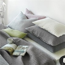 쁘리엘르 마일드 피그먼트 아사 누비 베개커버 50x70, 아이보리/차콜