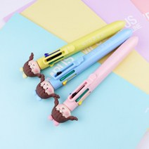 근이몰 멀티펜 그립감 좋은 다색 볼펜 문구 필기구 학용품 (0.5mm), 6색공룡옷초록
