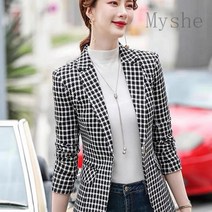 [Myshe]봄 가을 여성 체크무늬 자켓 슬림핏 정장자켓 SheFEI811XF9