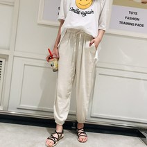HJK 면 린넨 밴딩 조거 팬츠