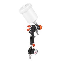 깍지 HVLP 미니 페인트 스프레이건 자동차 금속 도장용 전문 에어 스프레이건 에어브러시 압력 밸브 포함, 01 주황색