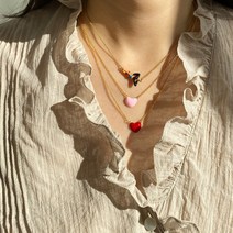 요가 스위머 테니스 하트 레진 알리타 목걸이 윤혜진 로제 레이어드 에폭시 체인 목걸이
