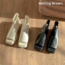 로즈블로썸 멜팅브라운 여성 캐주얼 토오픈 앵클부츠 통굽 힐 6cm (8916352)