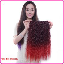 가발 옥수수펌 오카헤어 롱 웨이브 원포인트 헤어커트 그라데이션 가발 여성용 헤어커팅, 검은 진한 보라색, 하나