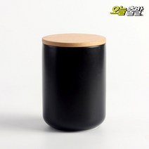도자기 밀폐용기 분쇄원두보관 용기 카페파우더통 6TYPE, 커빙 도자기우드 (블랙)_중, 1개