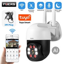 열화상 카메라 스마트폰 열감지카메라 fuers 1080p 3mp ip tuya 스마트 야외 홈 보안 자동 추적 ai 인간 wifi cctv 감시, 3m 2mp 캠 128g 카드, 나는 플러그, 3.6mm