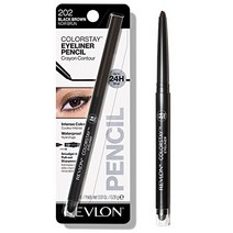 [라임] REVLON ColorStay 연필깎이 내장 아이라이너 워터프루프 번짐 방지 초미세 팁이 있는 오래 지속되는 아이 메이크업 201 블랙 0.3g0.01 oz, 블랙 브라운, [03] 블랙 브라운