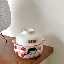 마쿠코 짱구 페코짱 러블리 완자볼 큰그릇 면기 뚜껑 세트, 페코
