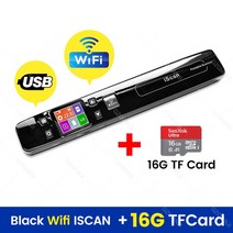 북스캔 책스캔 휴대용 미니 ISCAN 책 문서 이미지 스캐너 리더 A4 크기 JPG PDF Formate LCD 디스플레, 05 Black Wifi 16G
